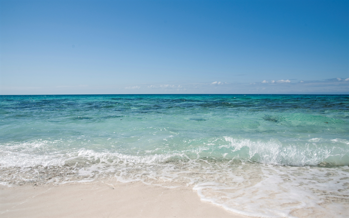 paysage de mer, de sable blanc, l&#39;oc&#233;an, les &#238;les tropicales, d&#39;azur, &#224; la baie