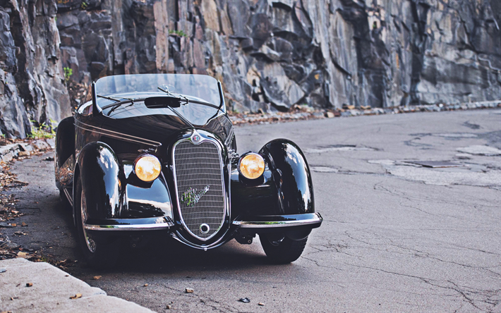 Alfa Romeo 8C, retro cars, 1937 cars, itaian cars, Alfa Romeo 8C 2900B Touring Spider, Alfa Romeo