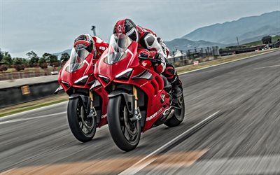 Ducati Panigale V4 R, 2019, punainen urheilu py&#246;r&#228;, racing moottoripy&#246;r&#228;t, uusi punainen Panigale V4 R, race track, italian urheilu polkupy&#246;r&#228;&#228;, Ducati