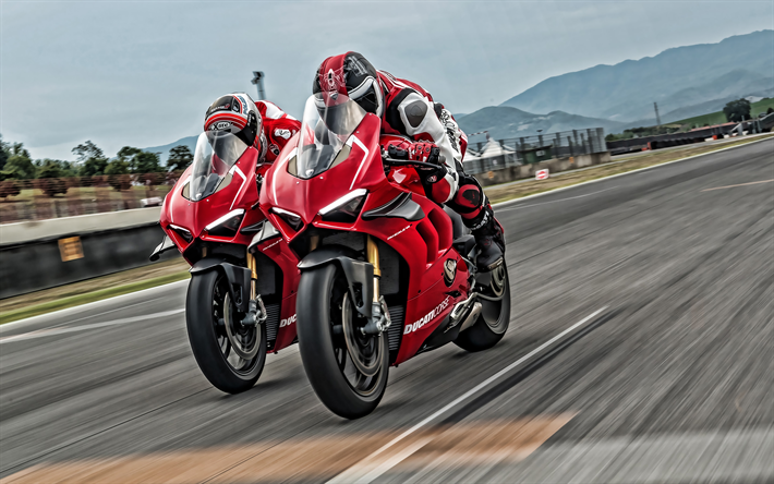 ドゥカティPanigale V4R, 2019, 赤いスポーツバイク, レーシングバイク, 新しい赤色Panigale V4R, トラックレース, イタリアのスポーツ自転車, ドゥカティ