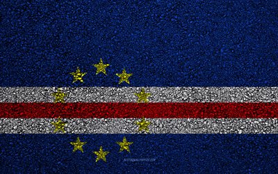 Pavilh&#227;o de Cabo Verde, a textura do asfalto, sinalizador no asfalto, Cabo Verde bandeira, &#193;frica, Cabo Verde, bandeiras de pa&#237;ses Africanos