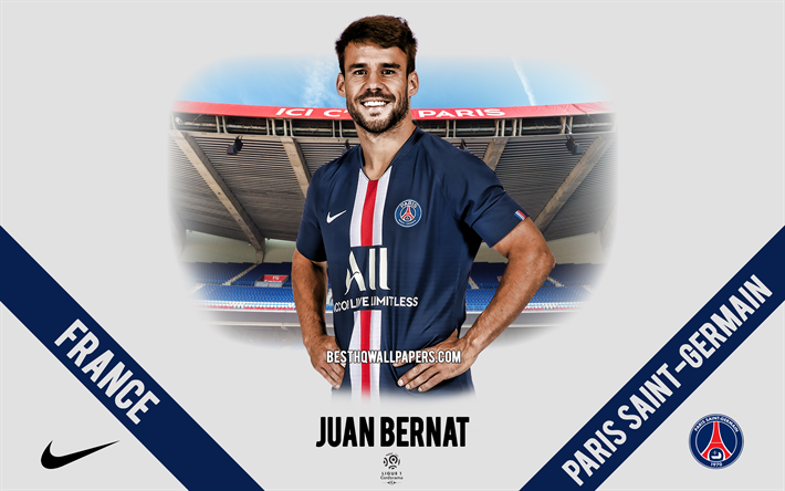 Juan Bernat, PSG, portre, İspanyol futbolcu, defans, Paris Saint-Germain, 1 İzle, Fransa, PSG futbolcular, 2020, futbol, Notre Dame