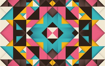 retro arka plan soyut, geometrik arka plan, yaratıcı, soyutlama arka plan &#231;ok renkli mozaik arka plan &#231;ok renkli