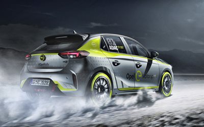 2020, Opel Corsa-e Rally, exteri&#246;r, bakifr&#229;n, electric car rally, tuning Corsa, Tyska bilar, rally, Opel