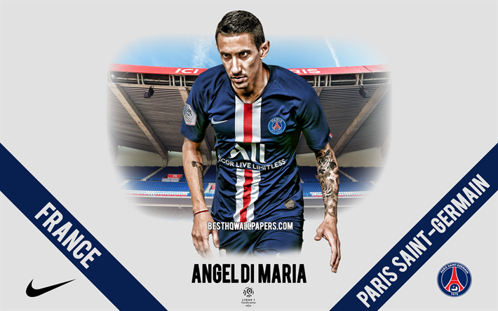 Angel Di Maria, PSG, portrait, Argentinean footballer, attacking midfielder, Paris Saint-Germain, Ligue 1, France, PSG footballers 2020, football, Parc des Princes
