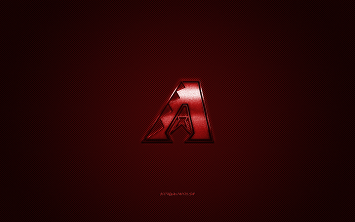 Arizona Diamondbacks, American club di baseball, MLB, logo rosso, rosso contesto in fibra di carbonio, baseball, Phoenix, Arizona, USA, Major League di Baseball, Arizona Diamondbacks logo