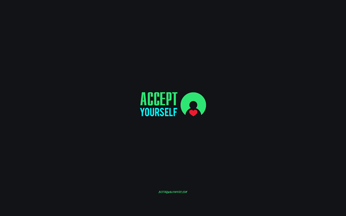 Accept yourself, creative art, minimal style, gray background, motivation, Accept yourself concepts