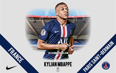 kylian mbappe, psg, portr&#228;t, german football player, paris saint-germain, ligue 1, frankreich, psg footballers 2020, fu&#223;ball, parc des princes