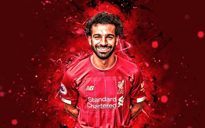 4k, Mohamed Salah, la saison 2019-2020, &#201;gyptien footballeurs, vers l&#39;avant, le Liverpool FC, n&#233;ons, Mohamed Salah Hamed Mahrous Ghaly, le soccer, le CFT, Premier League, Mo Salah, football, Liverpool, Mohamed Salah 4K