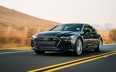 Audi A7 A5, 4k, yol, 2019 arabalar, motion blur, yeni A7 A5, A7 A5 2019 Audi, Alman otomobil, Audi