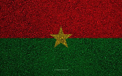 Afrika &#252;lkeleri Burkina Faso bayrağı, asfalt doku, asfalt bayrağı, Burkina Faso bayrağı, Afrika, Burkina Faso, bayraklar