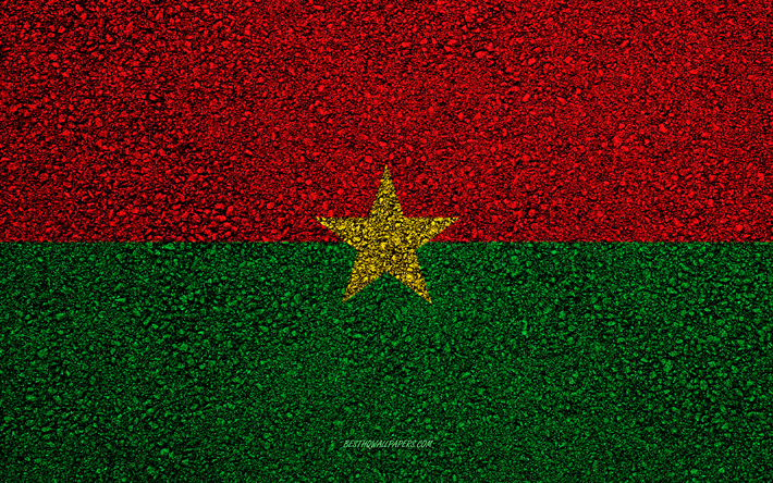 Afrika &#252;lkeleri Burkina Faso bayrağı, asfalt doku, asfalt bayrağı, Burkina Faso bayrağı, Afrika, Burkina Faso, bayraklar