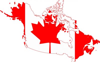 Kanada bayrağı, Kanada harita siluet, Kanada bayrak, harita, Kanada