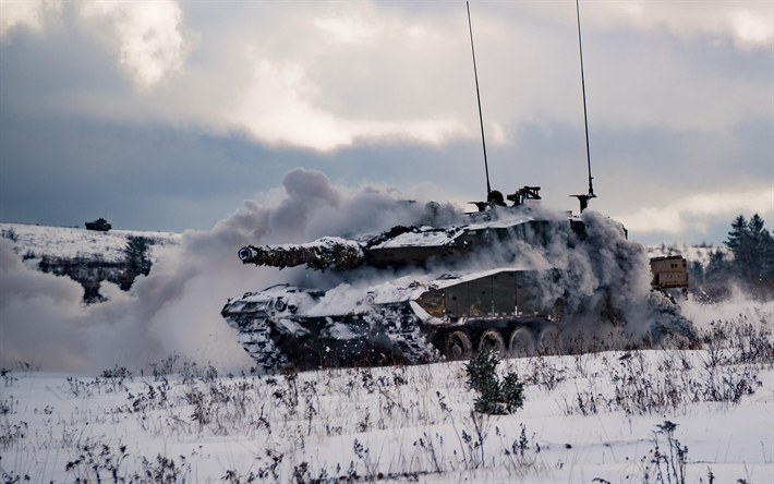 Leopard 2, Canadian Armed Forces, Leopard 2A4M CAN, canadian tank, winter, tank in winter, modern armored vehicles, tanks, Canada