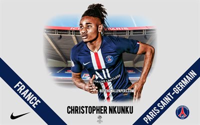 Christopher Nkunku, PSG, ritratto, calciatore francese, centrocampista del Paris Saint-Germain, Ligue 1, Francia, PSG giocatori di calcio, 2020, il calcio, il Parc des Princes