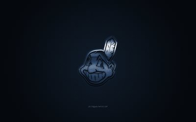 Cleveland Indians, American club di baseball, MLB, logo blu, blu in fibra di carbonio sfondo, baseball, Cleveland, Ohio, USA, Major League di Baseball dei Cleveland Indians logo