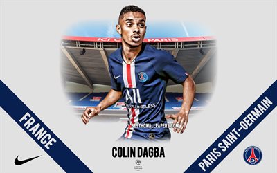 Colin Dagba, PSG, portrait, French footballer, defender, Paris Saint-Germain, Ligue 1, France, PSG footballers 2020, football, Parc des Princes