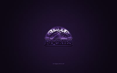 Colorado Rockies, Amerikkalainen baseball club, MLB, violetti logo, violetti hiilikuitu tausta, baseball, Denver, Colorado, USA, Major League Baseball, Colorado Rockies-logo