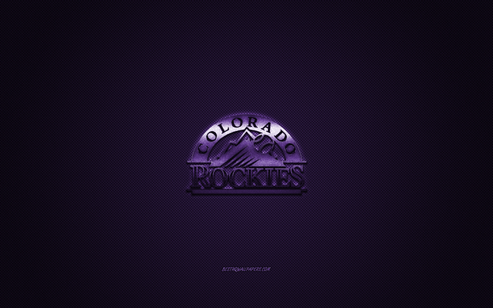 Les Rockies du Colorado, de l&#39;American club de baseball, MLB, logo violet, pourpre fond de fibre de carbone, le baseball, Denver, Colorado, etats-unis, de la Ligue Majeure de Baseball, les Rockies du Colorado logo