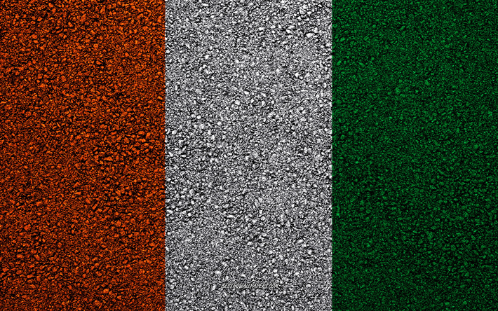 Bandiera della Costa d&#39;Avorio, asfalto, trama, bandiera su asfalto, Cote dIvoire bandiera, Africa, Costa d&#39;Avorio, le bandiere dei paesi Africani