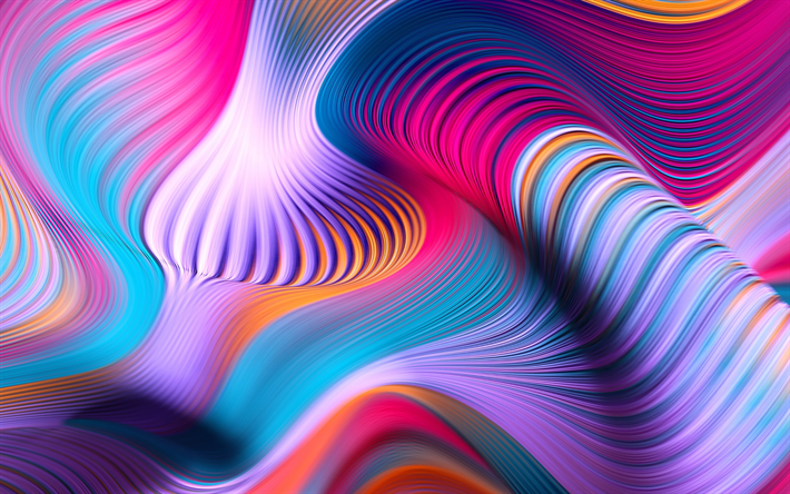 coloridos 3D ondas, creativo, arte 3D, ondulado de colores de fondo, 3D ondas de textura 3D de las olas de fondo, el colorido de las ondas, ondulado or&#237;genes, las ondas de texturas