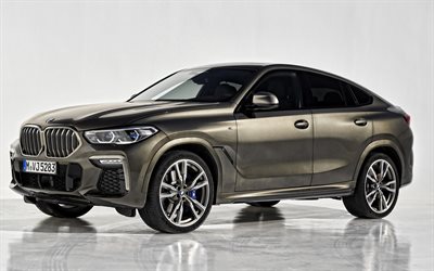 BMW X6, 2020, 4k, ulkoa, ylellisyytt&#228; urheilu MAASTOAUTO, uusi ruskea X6, Saksan autoja, BMW