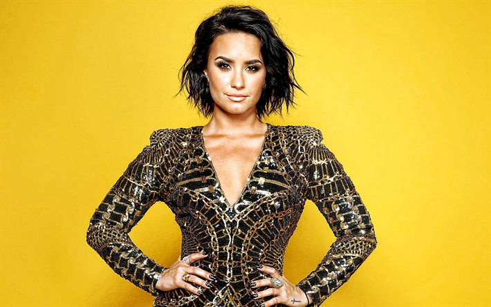 demi lovato, portr&#228;t, us-amerikanische s&#228;ngerin, foto-shooting, sch&#246;nen kleid, us-amerikanische schauspielerin, der american star