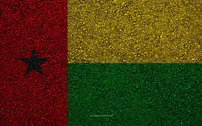 flagge von guinea-bissau, asphalt textur, die flagge auf asphalt, guinea-bissau flagge, afrika, demokratische guinea-bissau, flaggen der afrikanischen l&#228;nder