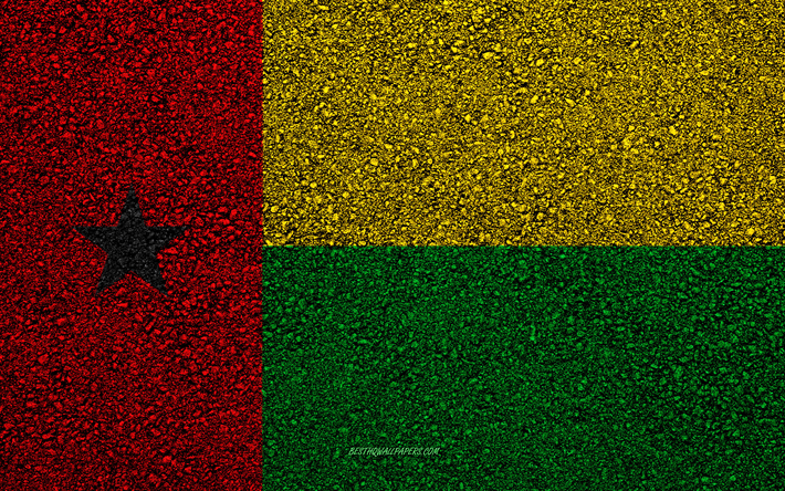 Bandiera della Guinea-Bissau, asfalto, trama, bandiera su asfalto, Guinea-Bissau bandiera, Africa, Democratica, Guinea-Bissau, le bandiere dei paesi Africani