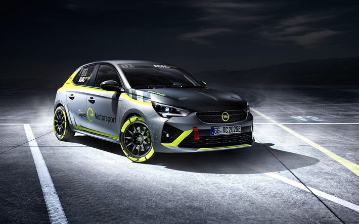 Opel Corsa-e Rally, 4k, auto da corsa, 2019 auto, auto elettriche, 2019 Opel CorsaCorsa, auto tedesche, Opel