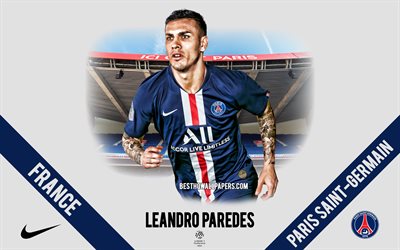 Leandro Paredes, PSG, portrait, Argentinean footballer, midfielder, Paris Saint-Germain, Ligue 1, France, PSG footballers 2020, football, Parc des Princes