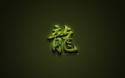 Dragon Kanji hieroglyph, green floral symbols, Dragon Japanese Symbol, japanese hieroglyphs, Kanji, Japanese Symbol for Dragon, grass symbols, Dragon Japanese character
