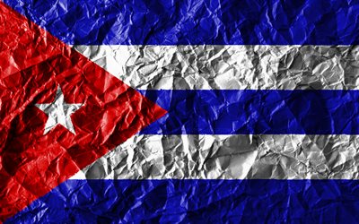 kubanische flagge, 4k, zerknittert, papier, nordamerika, kreativ, flagge kuba, nationale symbole, kuba 3d-flagge, kuba