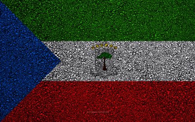 Flag of Equatorial Guinea, asphalt texture, flag on asphalt, Equatorial Guinea flag, Africa, Equatorial Guinea, flags of African countries