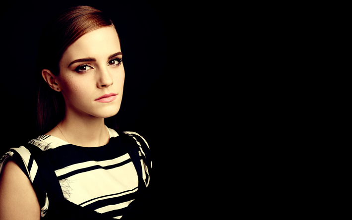 Emma Watson, İngiliz oyuncu, portre, fotoğraf &#231;ekimi, siyah elbise, g&#252;zel g&#246;zler, Emma Charlotte Duerre Watson