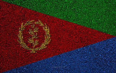 Flaggan i Eritrea, asfalt konsistens, flaggan p&#229; asfalt, Eritrea flagga, Afrika, Eritrea, flaggor i Afrikanska l&#228;nder