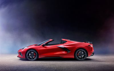 2020, Chevrolet Corvette C8 Stingray, red sports coupe, red roadster, new red Corvette C8, american sports cars, Chevrolet