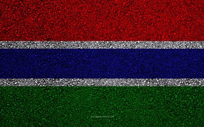 Drapeau de la Gambie, de la texture de l&#39;asphalte, du pavillon sur l&#39;asphalte, drapeau Gambie, en Afrique, en Gambie, les drapeaux des pays Africains