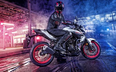 Yamaha MT-03, 2019, side view, new sports bike, japanese motorcycles, Yamaha