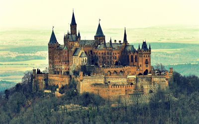 Hohenzollern Castle, autumn, german landmarks, Europe, Baden-Wurttemberg, Germany, House of Hohenzollern