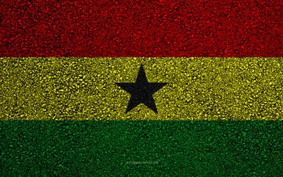 Bandiera del Ghana, asfalto, trama, bandiera su asfalto, Ghana, bandiera, Africa, bandiere dei paesi Africani