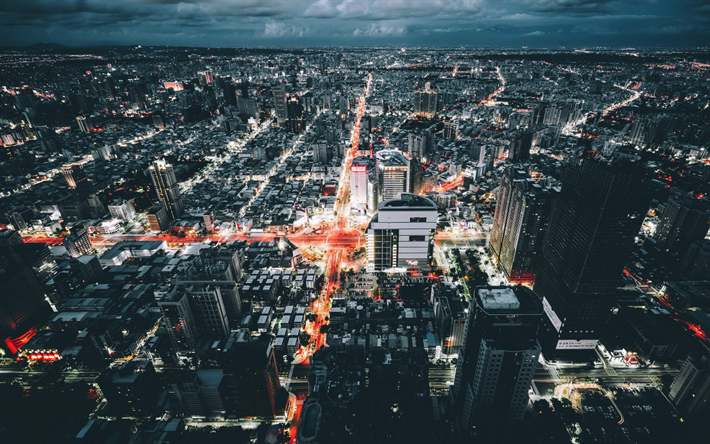 Kaohsiung, nuit, paysage urbain, m&#233;tropole, Kaohsiung skyline, Taiwan