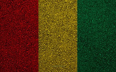 Flag of Guinea, asphalt texture, flag on asphalt, Guinea flag, Africa, Guinea, flags of African countries
