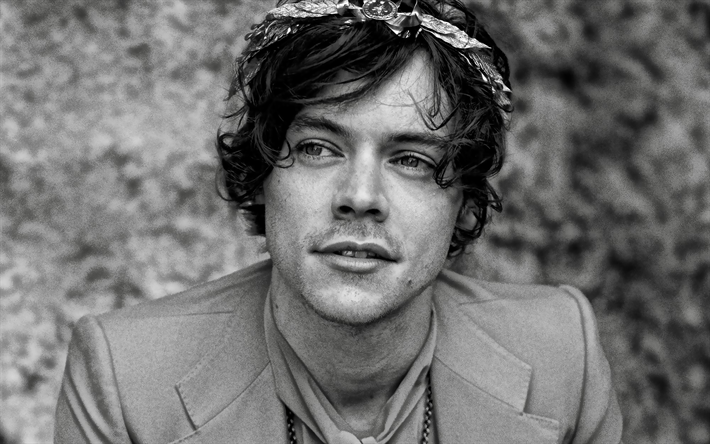Harry Styles, il cantante inglese, ritratto, servizio fotografico, monocromatico, star inglese, Harry Edward Styles