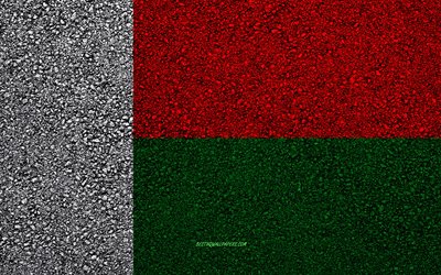 Flag of Madagascar, asphalt texture, flag on asphalt, Madagascar flag, Africa, Madagascar, flags of African countries