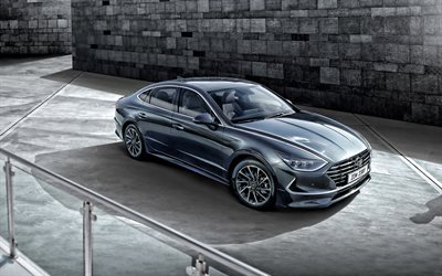 Hyundai Sonata, en 2020, &#224; l&#39;ext&#233;rieur, vue de face, new gris Sonata berline de luxe, les voitures cor&#233;ennes, Hyundai