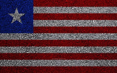 Bandera de Liberia, el asfalto de la textura, de la bandera en el asfalto, la bandera de Liberia, &#193;frica, Liberia, las banderas de los pa&#237;ses Africanos