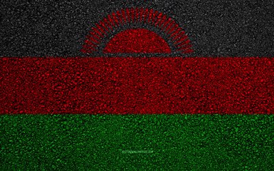 Bandiera del Malawi, asfalto, trama, bandiera su asfalto, Malawi bandiera, Africa, Malawi, le bandiere dei paesi Africani