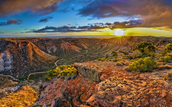 Australia, canyon, mountains, Munga-Thirri National Park, Australian landmarks, HDR