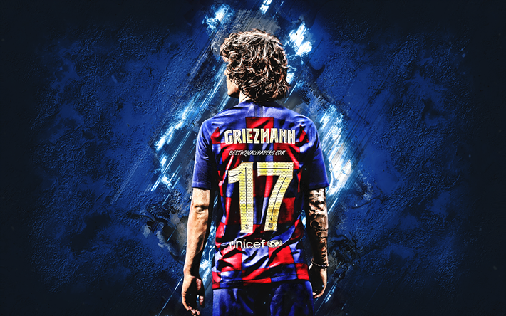Antoine Griezmann, franc&#234;s jogador de futebol, atacante, O Barcelona FC, vista da parte de tr&#225;s, A Liga, Catalunha, Espanha, futebol, Griezmann Barcelona